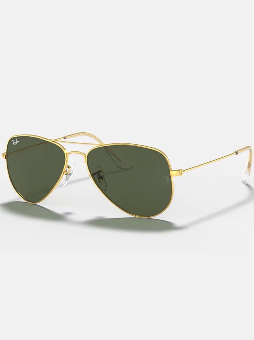 Ray-Ban Gold Frame Aviator Sunglasses with Green Lenses
